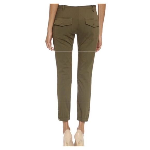 Veronica Beard Field Cargo Pants Army Green Elastic Jogger Hem Side Snaps Size 6 - Picture 2 of 8
